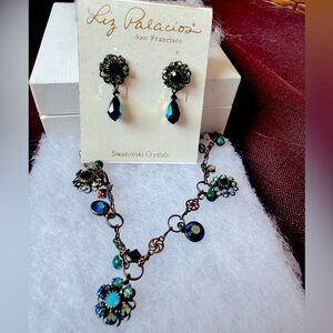Liz Palacios Swarovski Crystal Flower Necklace and Earrings Set